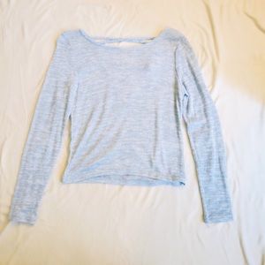 H&M Light Blue Open Back Long Sleeve Crop Top